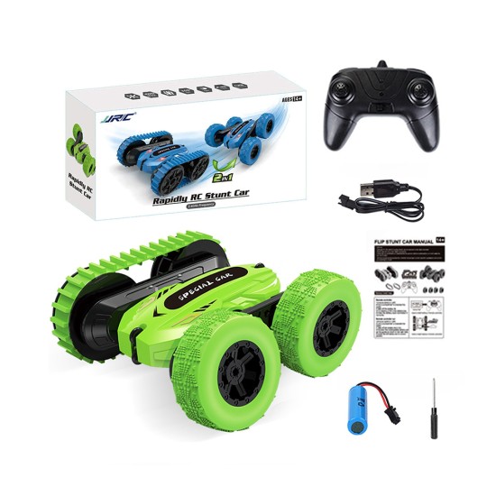 2 em 1 Carro de Acrobacias Dupla Face JJRC Q95 RC com Controle Remoto para Crianças Verde